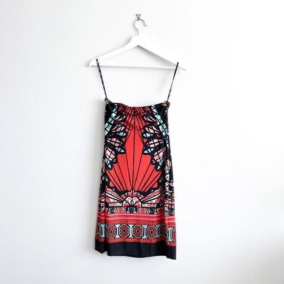 Kalijati Women's Boho Sleeveless Tube Mini Dress Red Black Size Medium - Picture 2 of 8
